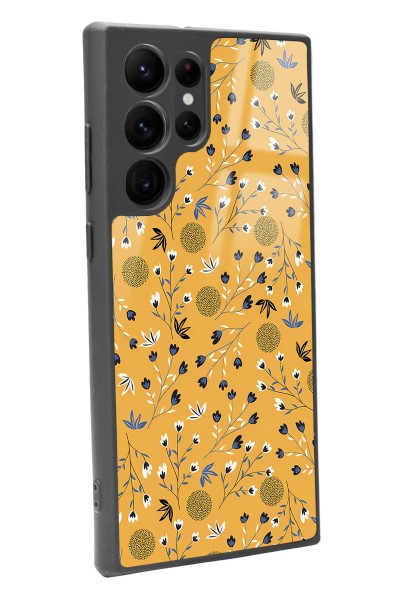 Samsung S22 Ultra Sarı Bindanlı Tasarımlı Glossy Telefon Kılıfı