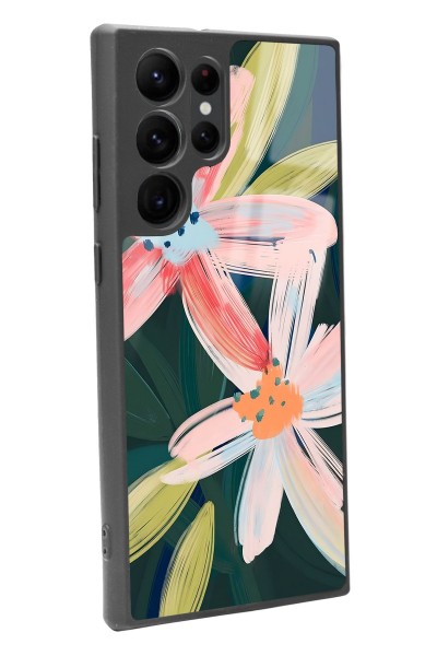 Samsung S22 Ultra Suluboya Çiçek Tasarımlı Glossy Telefon Kılıfı