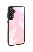 Samsung S23 FE Beyaz Palmiye Tasarımlı Glossy Telefon Kılıfı