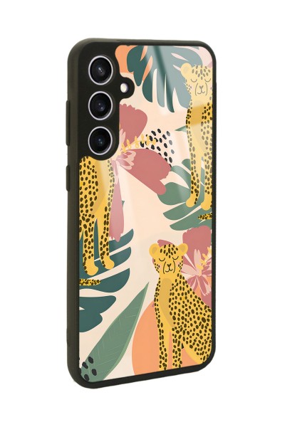 Samsung S23 FE Çiçekli Leopar Tasarımlı Glossy Telefon Kılıfı