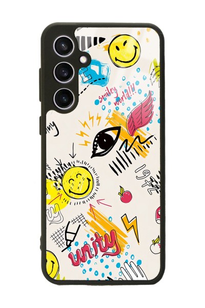 Samsung S23 FE Doodle Emoji Tasarımlı Glossy Telefon Kılıfı