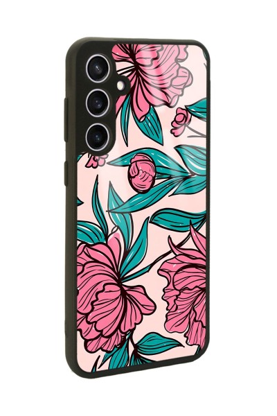 Samsung S23 FE Fuşya Çiçekli Tasarımlı Glossy Telefon Kılıfı