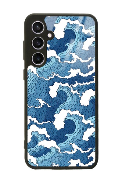 Samsung S23 FE Mavi Dalga Tasarımlı Glossy Telefon Kılıfı