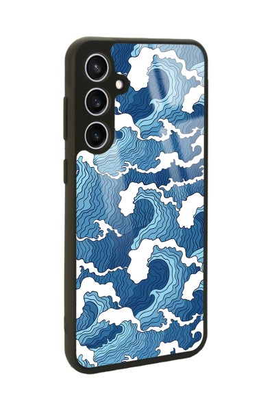 Samsung S23 FE Mavi Dalga Tasarımlı Glossy Telefon Kılıfı