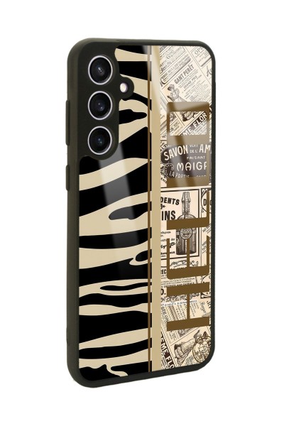 Samsung S23 FE Zebra Gazete Tasarımlı Glossy Telefon Kılıfı