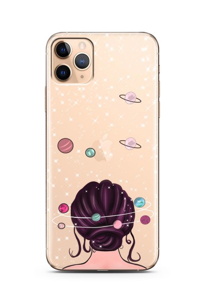 Space Girl Tasarım Süper Şeffaf Silikon Telefon Kılıfı Iphone 11 Pro