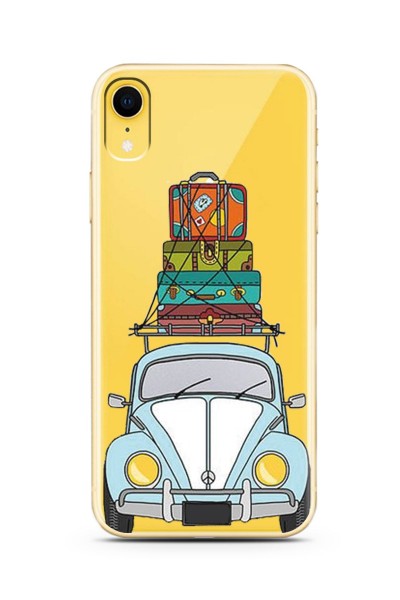 Tatil Araba Tasarımlı Süper Şeffaf Silikon Telefon Kılıfı iPhone Xr