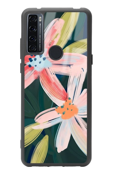 Tcl 20 Se Suluboya Çiçek Tasarımlı Glossy Telefon Kılıfı