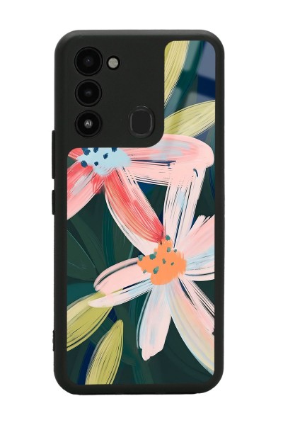 Tecno Spark 8c Suluboya Çiçek Tasarımlı Glossy Telefon Kılıfı