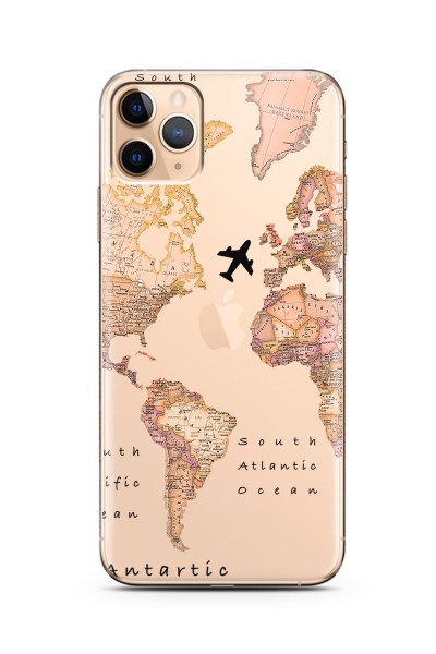 Transparan Harita Tasarım Süper Şeffaf Silikon Iphone 11 Pro Telefon Kılıfı