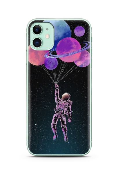 Uzay Balon Tasarım Süper Şeffaf Silikon Telefon Kılıfı iPhone 11