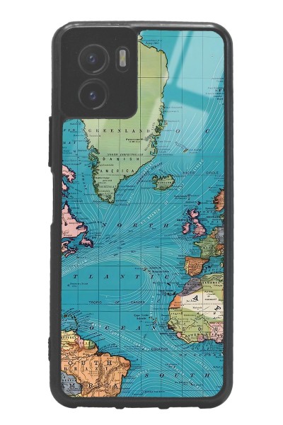 Vivo Y15s Atlantic Map Tasarımlı Glossy Telefon Kılıfı
