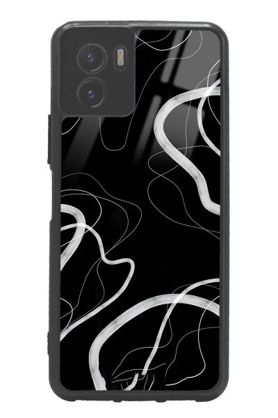 Vivo Y15s Black Wave Tasarımlı Glossy Telefon Kılıfı