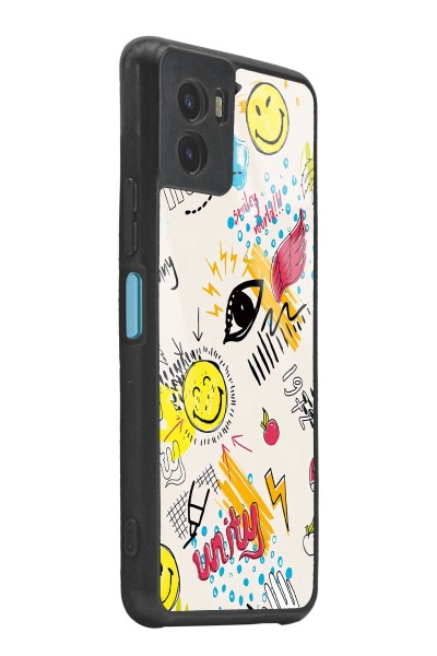 Vivo Y15s Doodle Emoji Tasarımlı Glossy Telefon Kılıfı