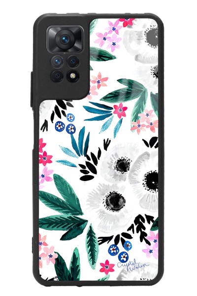 Xiaomi Redmi Note 11 Pro Beyaz Çiçek Tasarımlı Glossy Telefon Kılıfı