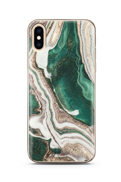 Yeşil Kumsal Tasarımlı Süper Şeffaf Silikon Telefon Kılıfı iPhone Xs Max