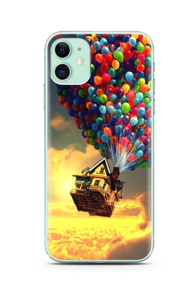 Yukarı Bak Balon Tasarımlı Süper Şeffaf Silikon Telefon Kılıfı iPhone 11