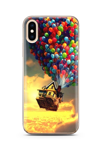 Yukarı Bak Balon Tasarımlı Süper Şeffaf Silikon Telefon Kılıfı iPhone X